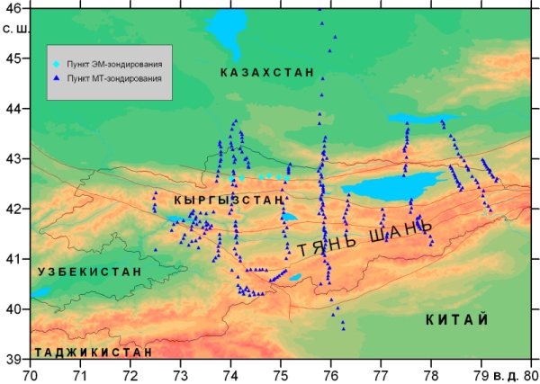 Карта-схема расположения пунктов МТ-наблюдений